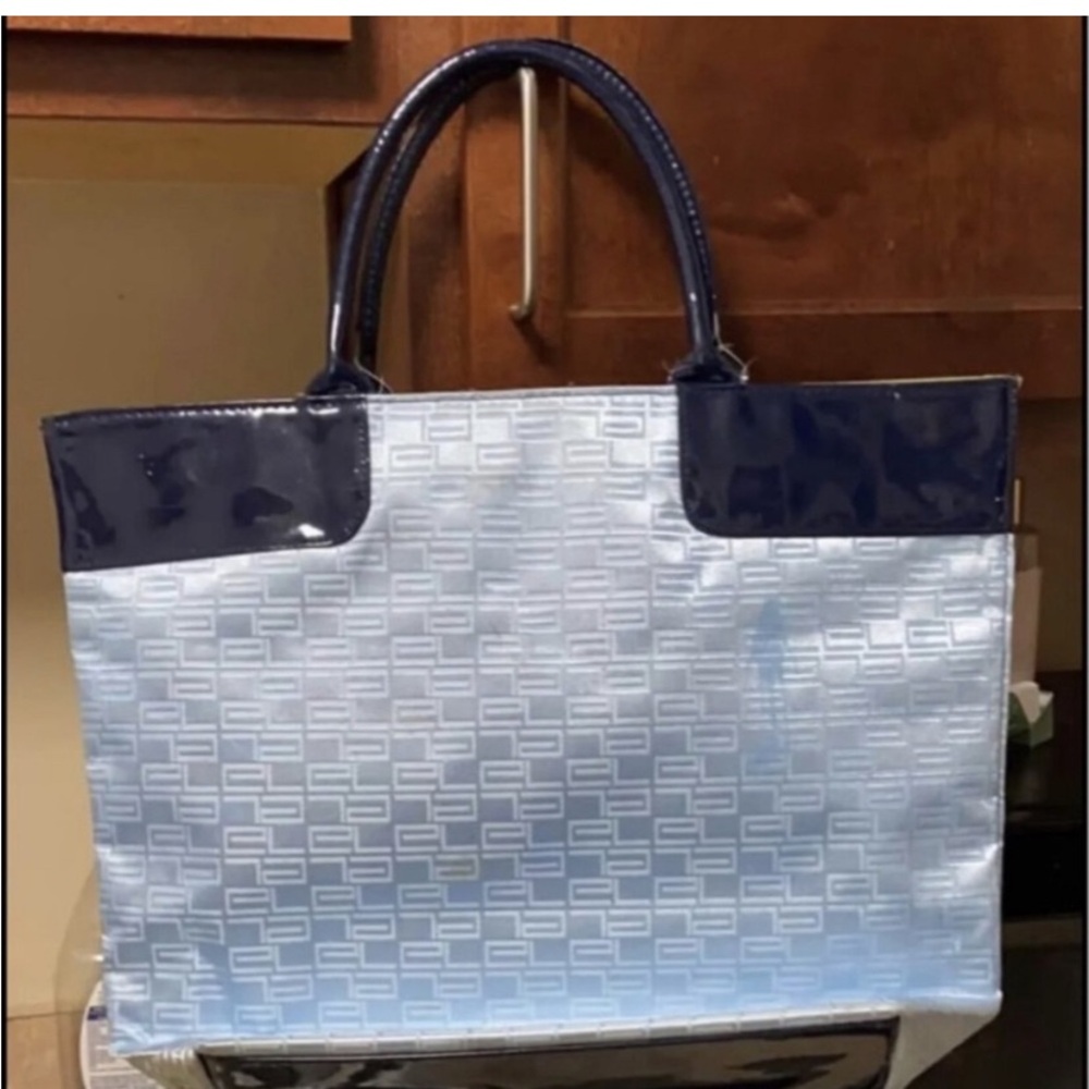 Tote bag blue n green inside